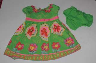 EUC Genuine Kids green floral dress girls 12 18 24  