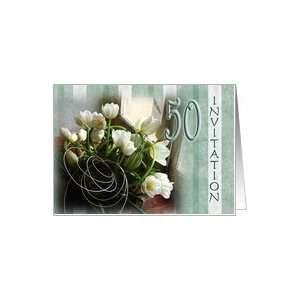  50th Wedding Anniversary Invitation   White Tulips Card 
