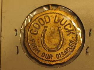 VINTAGE GOOD LUCK HORSE SHOE COIN TOKEN FROM INSTITUTE FOR CRIPPLED 