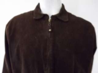 mens suede leather jacket Lands End dark brown XL 46 48  