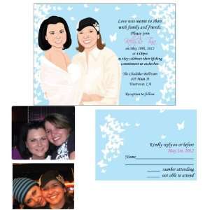  8001 B Flutter Blue Wedding Invitations Health & Personal 