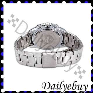 Silver Band Bling Crystal Decor Dial Mens Ladys Watch  