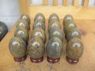 16 Rare Bamboo Stone Carved Crystal Healing Gem Egg  