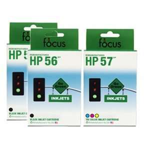  Remanufactured HP 56 & 57 2 Black & 1 Color Ink Cartridges 