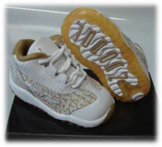 Nike Jordan 11 Toddler Infant White Gold Shoes Sz 7  