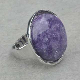 Amethyst Huge 18K GP Nature Round Size 6.5 Free Ship Cocktail Ring 