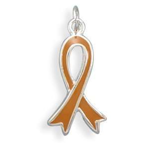  Orange Enamel Ribbon Charm: Jewelry