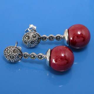 925 Sterling Silver Marcasite Ball Earring (YSE 176)  