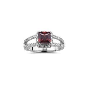 0.58 Cts Diamond & 1.50 Cts Garnet Ring in 14K White Gold 