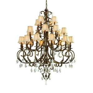   Bronze Crystal Chandelier with Ivory Shades 6907 FB: Home Improvement