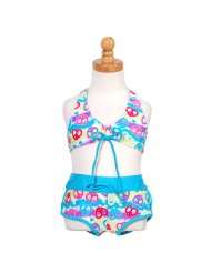 Little Girls Turquoise Heart Peace Sign 2 Piece Swimsuit 4 16