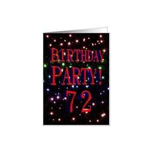  72nd Birthday party invitation with fireworks Card: Toys 