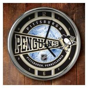   Penguins NHL Chrome Wall Clock 