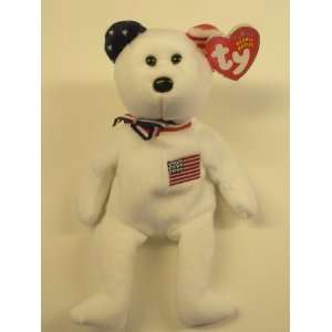  TY Beanie Baby   AMERICA the Bear (White Version 