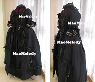 18th century Rococo Baroque Cosplay Costume Dress 04 black  