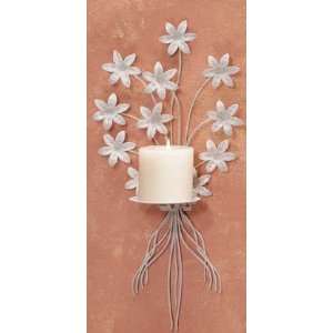  Metal White Floral Candleholder: Furniture & Decor