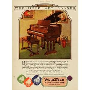  1926 Ad Wurlitzer Grand Piano Spanish Musical Instrument 