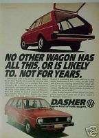 1974 Volkswagen Dasher Wagon Promo Photo Car Print Ad  
