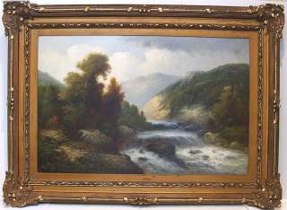   OIL PAINTING RIVER LANDSCAPE   LARGE 19th CENTURY   SIGNED  