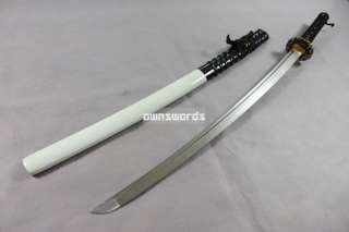 New Carbon Steel White Hand Forged Katana Sword w/ Case  