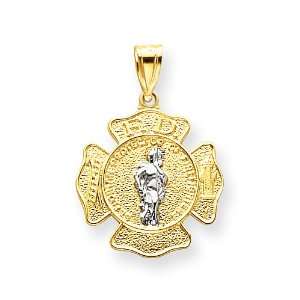    Medium 14k Gold St. Florian Badge Necklace Pendant: Jewelry