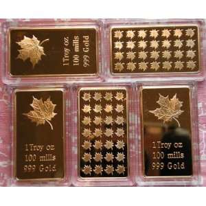   lot of 10 Beautiful Gold Plated Maple Leaf Art Bars 