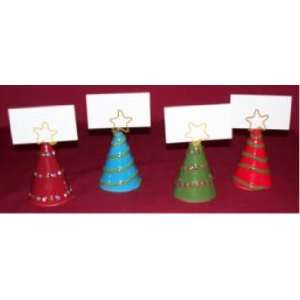  Christmas Tree Placecard Holders Set of 4: Home & Kitchen