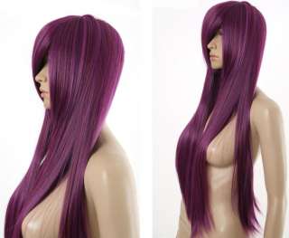 CLANNAD Kyou Long Cosplay Wig Grape Purple 80cm Y13  