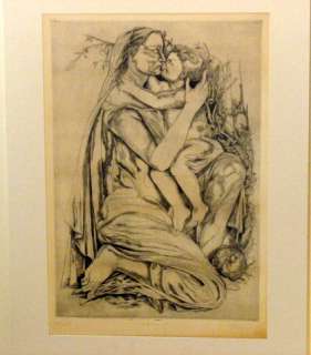 Federico Cantu Mother Child Mexico CA Print Etching  