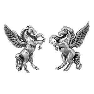   Silver Earrings Posts Studs Tiny Pegasus Winged Horse Jewelry