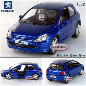 New Peugeot 307 XSI Hatchback 1:32 Alloy Diecast Model Car Blue B183d 