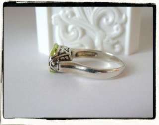 STERLING SILVER 925 14K PERIDOT ETRUSCAN STYLE RING AUGUST BIRTHSTONE 