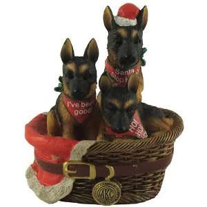   Club German Shepherds in a Basket Dog Christmas Figure
