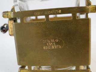 Antique 1911 Russian German Brass Padlock Locking Perfume Bottle 