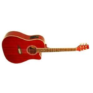   TYPE CUTAWAY TRANS RED ACOUSTIC ELECTRIC GUITAR Musical Instruments