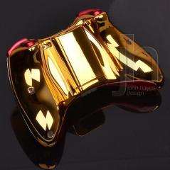   MODDED XBOX 360 CHROME GOLD AND RED WIRELESS CONTROLLER SHELL CASE MOD