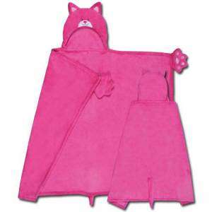 Stephen Joseph Pink Kitty Cat Hooded Blanket Fleece 34x42 NWT  
