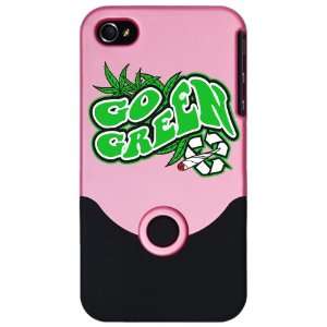  iPhone 4 or 4S Slider Case Pink Marijuana Go Green 
