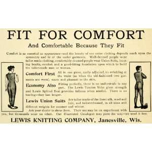 com 1893 Ad Lewis Knitting Underwear Union Suits Janesville Wisconsin 