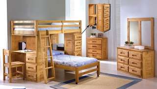 loft bed with desk  2 beds, with desk,3 shelves, 8 drawers, a dresser 