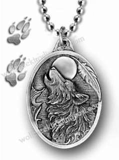 WOLF MOON DOG EAGLE FEATHER PENDANT NECKLACE WOLVES p*  