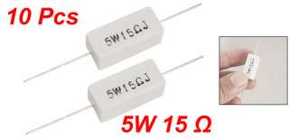 10 x 5W 15 Ohm Fixed Type Wire Wound Cement Resistors NEW  