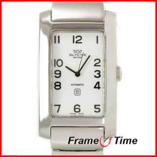 Glycine Men Rettangolo Automatic Steel White Watch 3809  