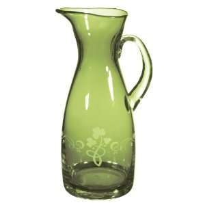   Green Etched Glass Shamrock Large Pitcher: Kitchen & Dining