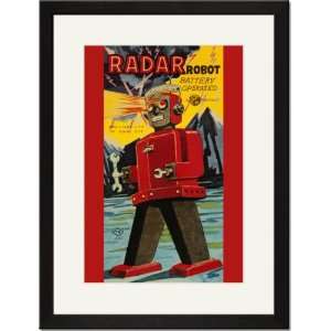  Black Framed/Matted Print 17x23, Radar Robot