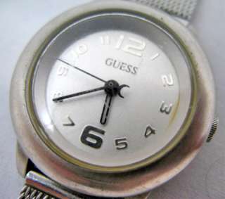 GUESS SILVER Tone Stainless Steel MESH Band Women WATCH  