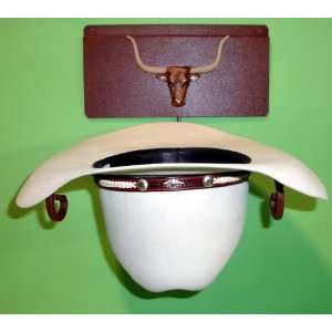  Cowboy Hat Rack with Texas Longhorn