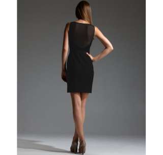 Bcbg maxazria Black Silk Chiffon Belted Sheer Back Dress ( size 10 