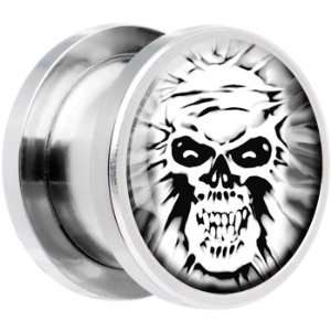  20mm Steel Thunder Skull Screw Fit Plug Jewelry