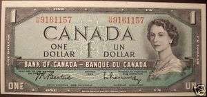 Canada 1954 BC 37b i $1 Changeover Note H/M9161157  Unc  